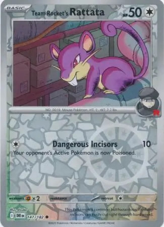 Destined Rivals Team Rocket's Rattata #147/182 reverse holo
